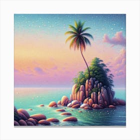 Lonely island with palm tree 2 Canvas Print
