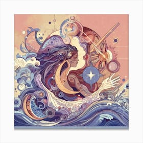 Woman In The Ocean Canvas Print