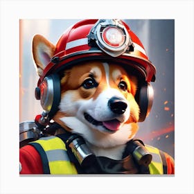 Firefighter Dog Canvas Print