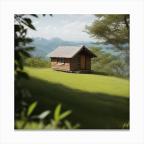 Small Cabin In The Mountains Canvas Print