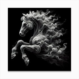 Horse With Smoke On Black Background Canvas Print