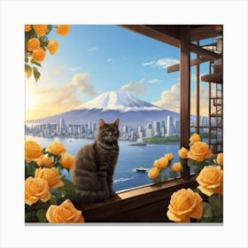 Cat On A Window Canvas Print