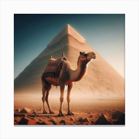 Camel Infront Of Kephren Pyramid Canvas Print