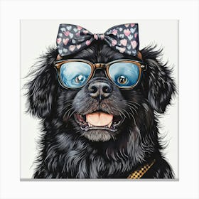 Dog With Glasses 66 Canvas Print