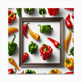 Colorful Peppers In A Frame 19 Canvas Print