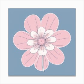 A White And Pink Flower In Minimalist Style Square Composition 683 Canvas Print