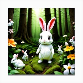 Rabbits In The Forest 1 Canvas Print