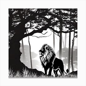 Lion In The Forest 5 Canvas Print