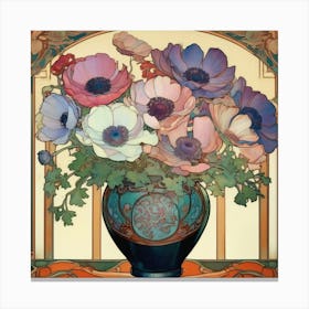 Anemones In A Vase 1 Canvas Print