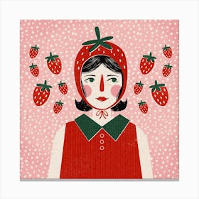 Strawberry Girl Square Canvas Print