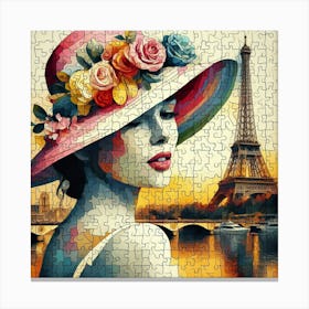 Abstract Puzzle Art French woman in Paris 10 Canvas Print