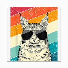 Retro Vintage Lynx With Sunglasses Wild Cat Lovers Canvas Print