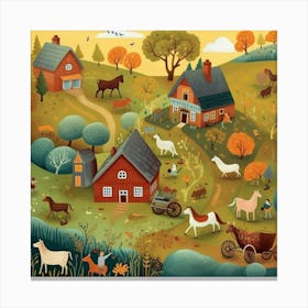 Farm Animals In The Countryside Canvas Print