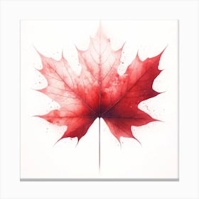 Title: "Autumn's Veins: The Vibrant Maple Leaf"  Description: "Autumn's Veins" is a striking portrayal of a solitary maple leaf, a symbol deeply ingrained in the tapestry of fall's changing landscape. The leaf's vibrant red hue, reminiscent of autumn's fiery palette, is masterfully rendered with a level of detail that highlights the intricate network of veins, through which the lifeblood of the tree once flowed. This piece evokes a sense of nostalgia and change, embodying the fleeting beauty of fall's foliage. With its crisp textures and watercolor splashes suggesting the freshness of a dew-kissed morning, this artwork is a celebration of nature's transient artistry, perfect for anyone wishing to capture the essence of the season's transformation in their living space. Canvas Print