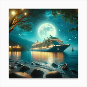 Cruise Ship At Night Canvas Print