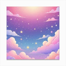 Sky With Twinkling Stars In Pastel Colors Square Composition 112 Canvas Print