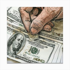 Hand Holding Money Canvas Print