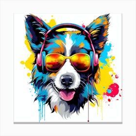 Dog With Headphones 2 Canvas Print