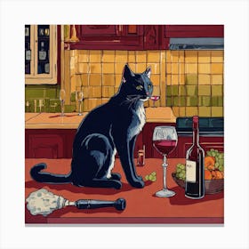 Cat In The Kitchen 2 Canvas Print