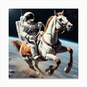 Astronaut In Space On Horseback Canvas Print