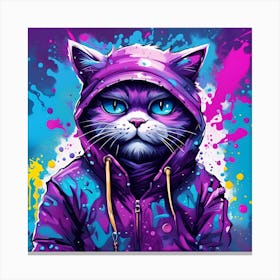 Purple Cat With Blue Eyes 6 Canvas Print