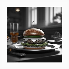 Burger On A Plate 25 Canvas Print