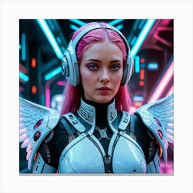 Futuristic Girl With Pink Hair 8 Canvas Print