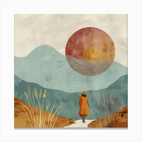 Woman Walking In The Desert Canvas Print