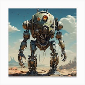 Robot In The Desert 4 Canvas Print