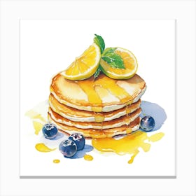 Pancakes With Lemons And Blueberries Canvas Print