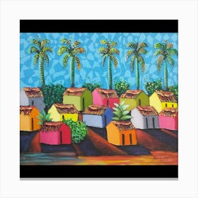 Colorful Houses With Palm Trees Canvas Print
