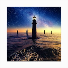 Firefly Black Lighthouses Over Cosmic Oceans On Venus 11100 Canvas Print