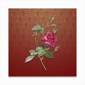 Vintage Blood Red Bengal Rose Botanical on Falu Red Pattern n.1026 Canvas Print