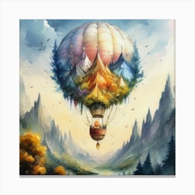 watercolor of a off white hot air balloon 6 Canvas Print