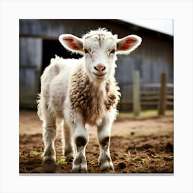 Baby Lamb Standing In The Dirt Canvas Print