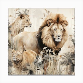 Lions In The Wild Canvas Print