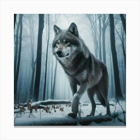 Wolf In The Woods 2 Canvas Print