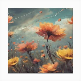 Flowers In The Wind Art Print 1 Canvas Print