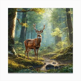Deer In The Forest Ultra Hd Realistic Vivid Colors Highly Detailed Uhd Drawing Pen And Ink Pe (61) Canvas Print
