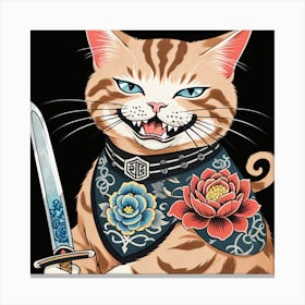 Cat With Sword Canvas Print