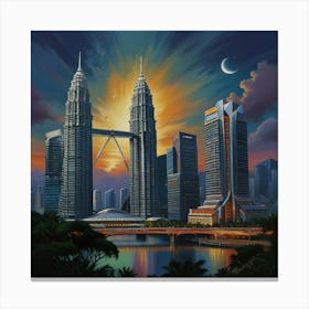 Petronas Towers At Sunset Canvas Print