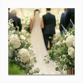 Bride And Groom Walking Down The Aisle 1 Canvas Print