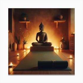 Buddha Statue In Meditation Room Canvas Print