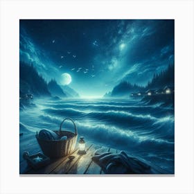 Night At The Beach 1 Canvas Print