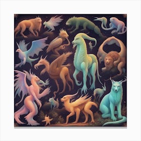 Collection Of Mythical Creatures Canvas Print