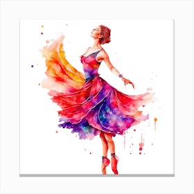 Ballerina Watercolor Painting 1 Canvas Print