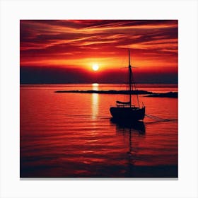 Sailboat At Sunset 26 Canvas Print