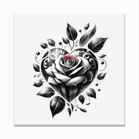 Roses In A Heart 1 Canvas Print