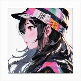 Anime Girl In Hat Canvas Print