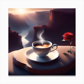 Coffee And Roses Canvas Print